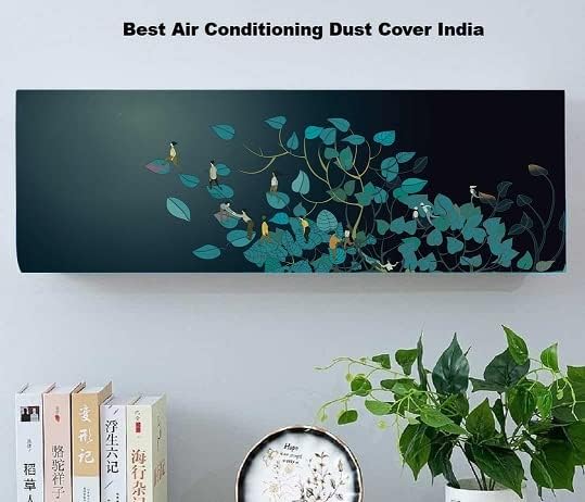 Image of Polyester Printed Air Conditioning Dust Cover Folding Designer Ac Cover For Indoor Split Ac 1.5 Ton (97X 31X 21 Cm ) (Green Pan)