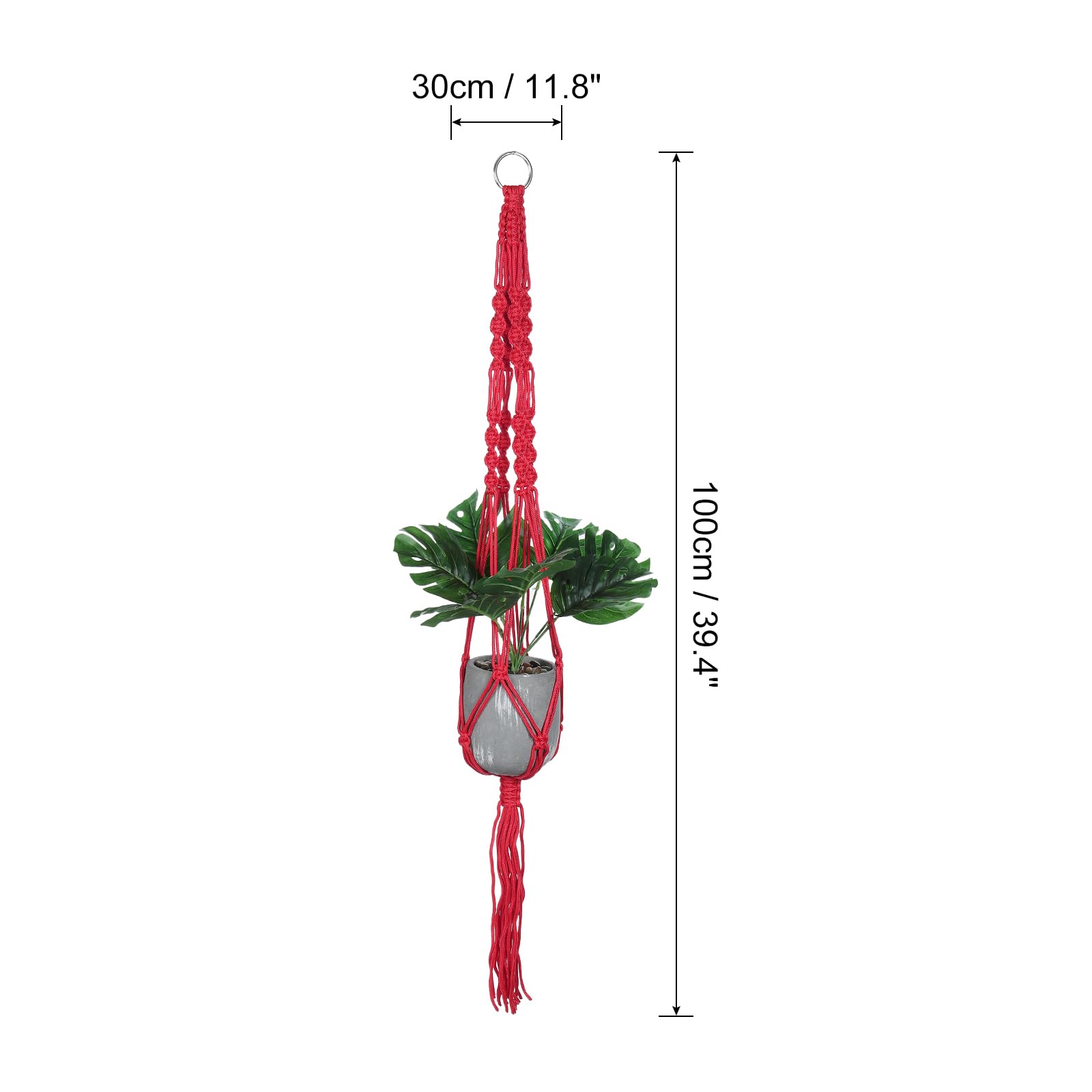 PATIKIL Macrame Plant Hangers Indoors, 2 Pack Hanging Plant Shelf Planter Basket Nylon Rope for Home Decor Hanging Wall Ceiling Window, Red - Image 2