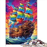  Puzzles colorés de Bateau Pirate pour Adultes Puzzles de 1000 pièces pour Adultes en Carton de qualité supérieure Excellent Cadeau pour Adultes  Jeux de Puzzle éducatif （26x38cm）