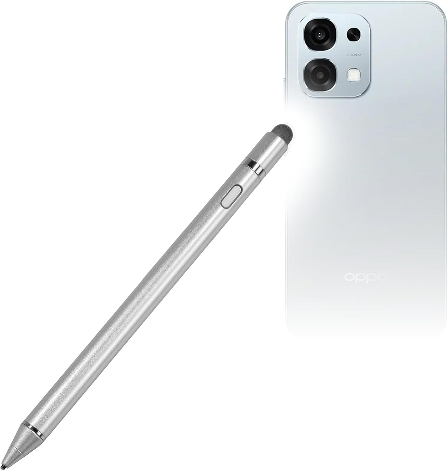 BoxWave Stylus Pen Compatible with Oppo A6 Pro 4G - AccuPoint Active Stylus, Electronic Stylus with Ultra Fine Tip - Metallic Silver