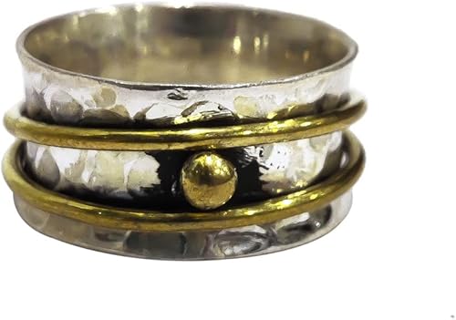 Miniatura 6 de Infinity Spinner Band, Meditation Ring, 925 Sterling Silver Ring, Spinning Thumb Ring, Two Tone Ring, Fidget Ring, Handmade Jewelry, Christmas