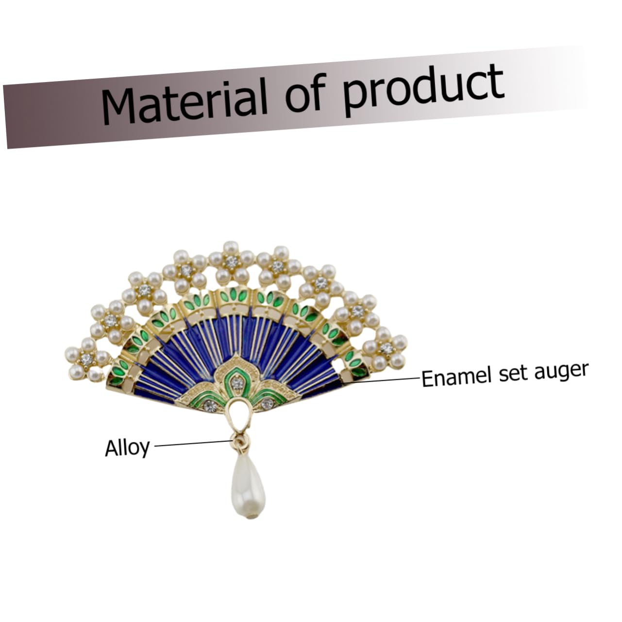 Fan Brooch Breastpin Pin Badges Blue