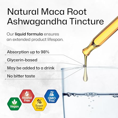 BIO KRAUTER Maca Root and Ashwagandha Tincture - Maca & Ashwagandha Supplements for Men & Women - Adaptogenic Liquid Supplement for Mood Support - Alcohol and Sugar Free Vegan Drops 4 Fl.Oz. - Thumbnail 4