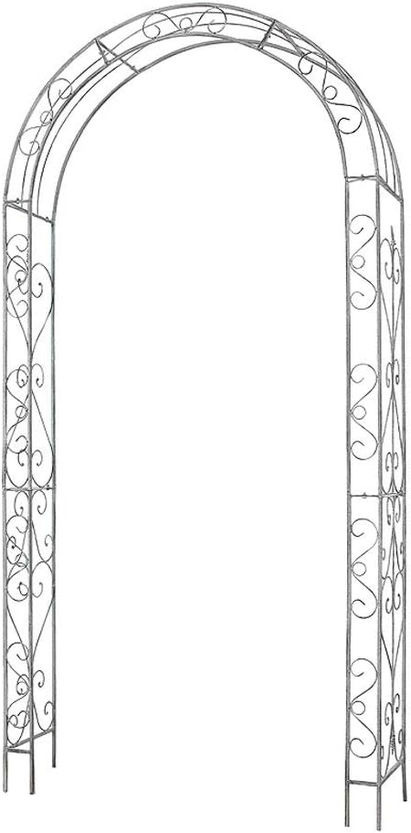 Garden Arch Arbor for Climbing Plants Outdoor Lawn Backyard Metal Frame Stand Vintage Old Wrought Iron Flower Arch 117x236cm