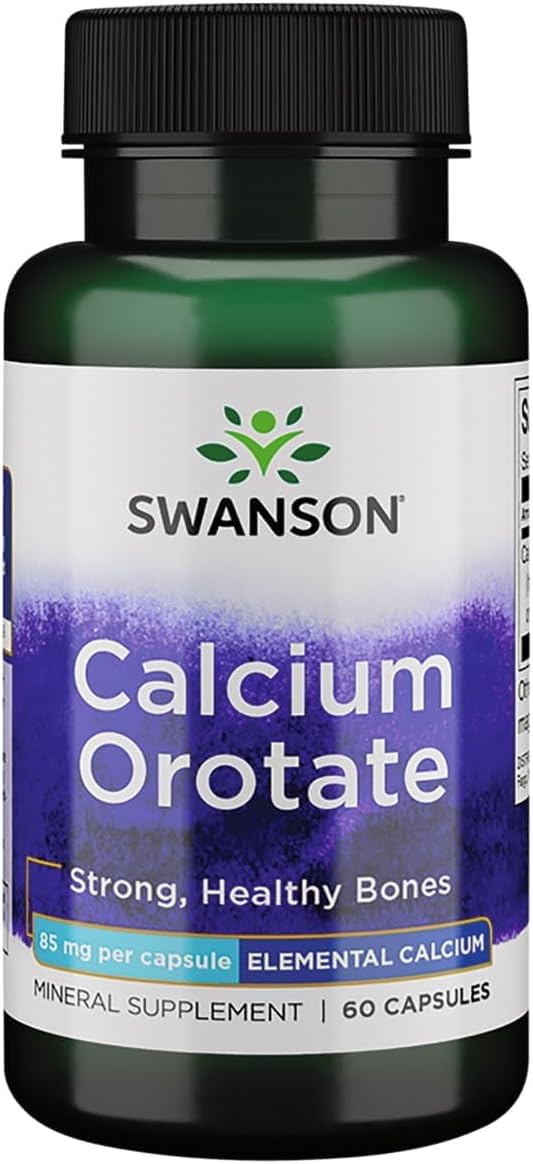 Swanson Calcium Orotate 85 Milligrams, 60 Capsules, 2 Pack 60 Count (Pack of 2)
