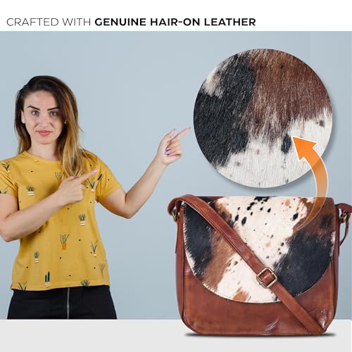 Image of Genuine Leather Shoulder Crossbody Purse For Women with Adjustable Strap, Mobile Pocket & Outside & Inside Zipper