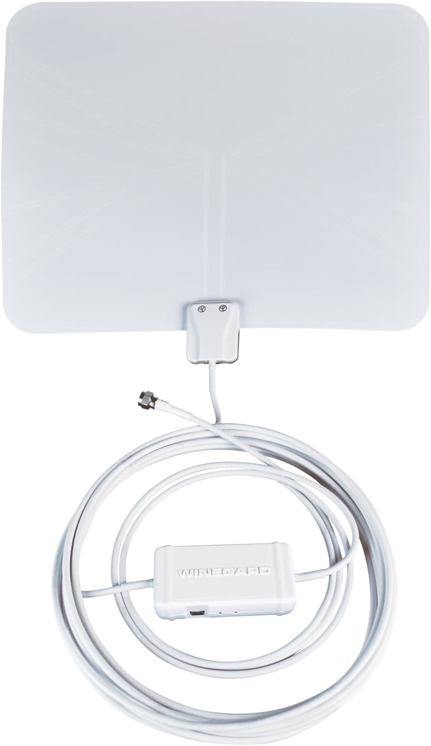 Winegard FL5500A FlatWave Amped Digital HD Indoor TV Antenna – Amplified, 4K & ATSC 3.0 Ready, High-VHF/UHF, 60 Mile Range, Dual Color, 6 ft Cable