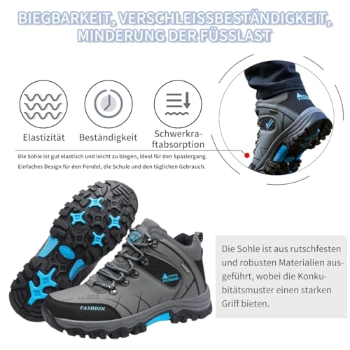 Xuanke Wanderschuhe Herren Wasserdicht Trekkingschuhe Damen Wanderstiefel Outdoorschuhe männer Bequem Leicht Bergstiefel für Camping (Grau, Erwachsene, Herren, 44, Numerisch, EU Schuhgrößensystem, M)