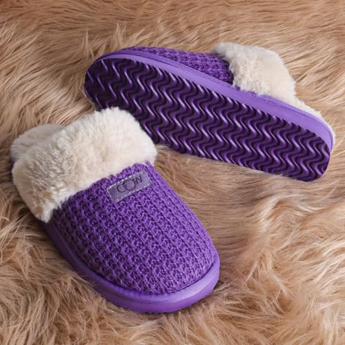 Image of OOW Cozy House Slippers for Women with Memory Foam Fuzzy Shoes for Indoor