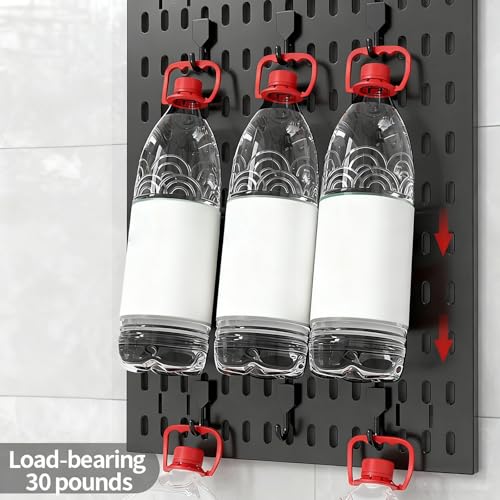 Pegboard,Stecktafel Wand Organizer Mit 4 Stecktafeln (30x30cm) + 18 ZubehöR,Pegboard-Gaming,Schreibtisch-Stecktafel,Peg Tafel Wandorganisator FüR Wand-Organizer Bastelorganisation,Schwarz