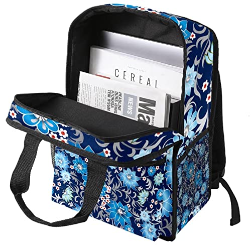 Sac à dos garçons fleurs abstraites bleu idéal pour l'école et sorties