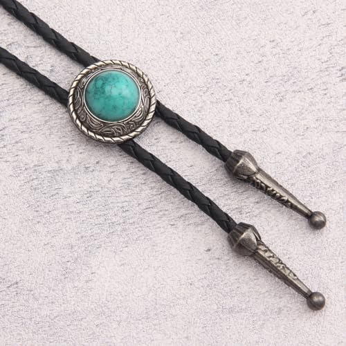 Image of Jeilwiy Bolo Tie for Men Western Cowboy Tie Necklace Gold Bolo Tie Leather Necktie Halloween Tie Accessories for Women