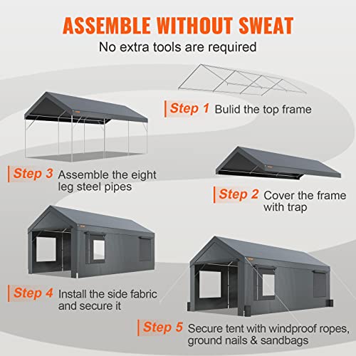 Vevor 12X20FT CAR CANOPY Carport 12'X20' Heavy Duty Portable Garage thumb #5
