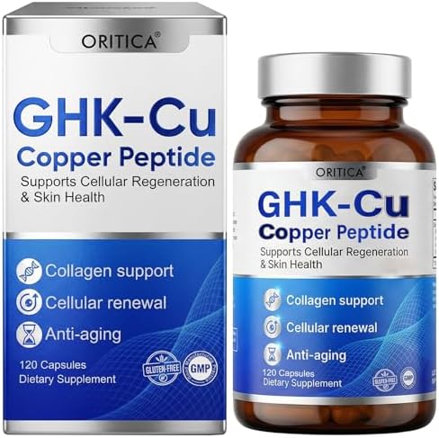 GHK-Cu Kupferpeptid Kapseln, 120mcg Hochabsorbierbare Formel, 120 stück | Unterstützt Zellerneuerung, Gesundes Haarwachstum, Strahlende Haut, Vegetarische Kapseln