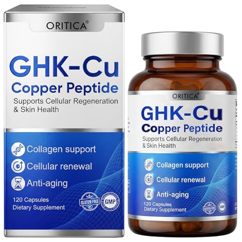 ORITICA GHK-Cu Copper Peptide Supplement, 120 Vegan Capsules, High Potency 120mcg, Supports Collagen Production, Skin Elasticity, Anti-Aging & Hair Growth, Non-GMO, Gluten-Free & Clean Label