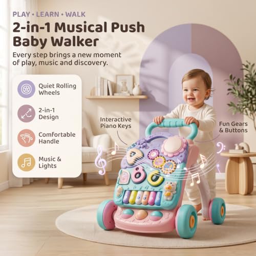 Image of StarAndDaisy Baby Walker /Multipurpose Push Walker for 0-24 Months (Multicolor-Piano)