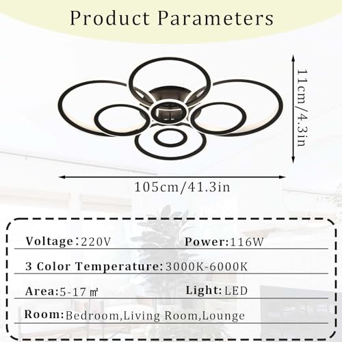 Plafonnier LED chambre réglable par application mobile pour éclairage moderne - 3