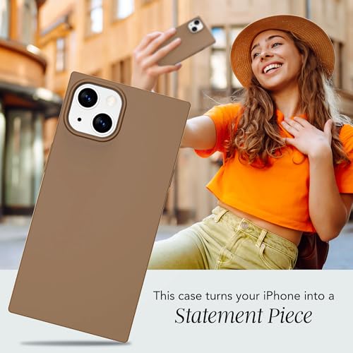 Image of COCOMII Rectangle for iPhone 14 Plus /15 Plus Case, Matte Brown Silicone