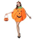 Adult Pumpkin Costume,3PCS Halloween Unisex Pumpkin Cosplay Party Clothes With A Hat,A Bag