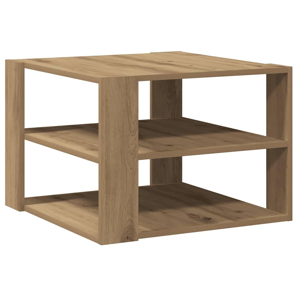 Mesa de centro de madera de roble Artisan, 58 x 58 x 40 cm, mesa auxiliar con diseño moderno, espacio de almacenamiento de 60 kg, para salón, balcón