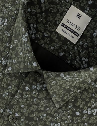 Image of 7-DAYS Men's Premium Printed Shirt - 100% Cotton, Regular Fit, Full Sleeve, with Pocket - Versatile for Formal Occasions and Casual Wear
