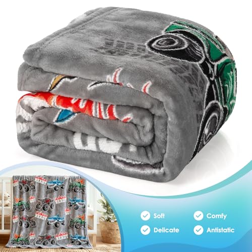 Image of Truck Shark Glow in The Dark Blanket Truck Toys Gifts for Kids Boys Teens Age 1-16 Years Old Toddlers Birthday Christmas Halloween Excavator Construction Tractor Car Throw Room Decor Grey 50 inchx 60 inch