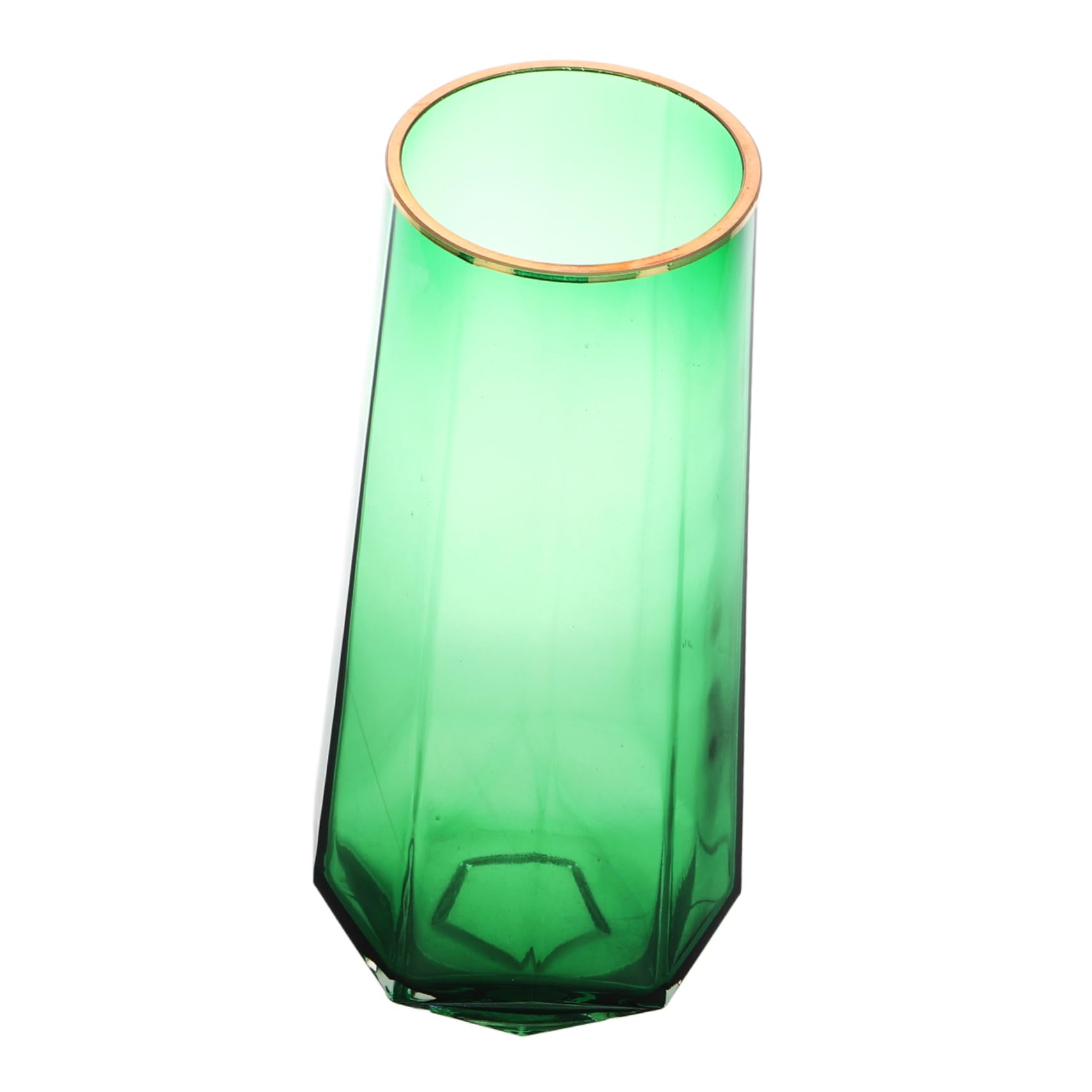 Vase transparent créatif avec détails dorés pour décoration de table moderne