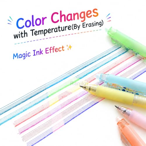 Image of Color Changing Gel Pens Set of 6 | Magic Temperature Sensitive Ink Pens | Smooth Fine Tip Writing | Erasable Heat Reactive Pens for Kids, Students, Office, Journaling & Gifts