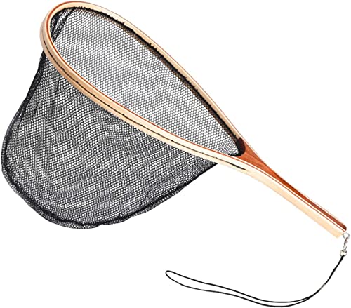 Fly Fishing Landing Net Wooden Frame Soft Rubber Mesh or Waterproof Nylon Mesh Trout Bass Catch and Release Net
