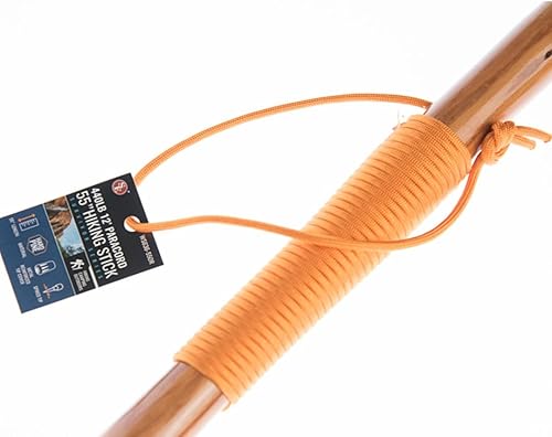Miniatura 6 de SE Bastón para caminarsenderismo con cuerda paracord, capacidad de tracción de 440 libras, 55 pulgadas - WS636-55OR
