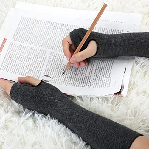 Image of Women's Long Knitted Fingerless Gloves Thumbhole Stretch Arm Warmers