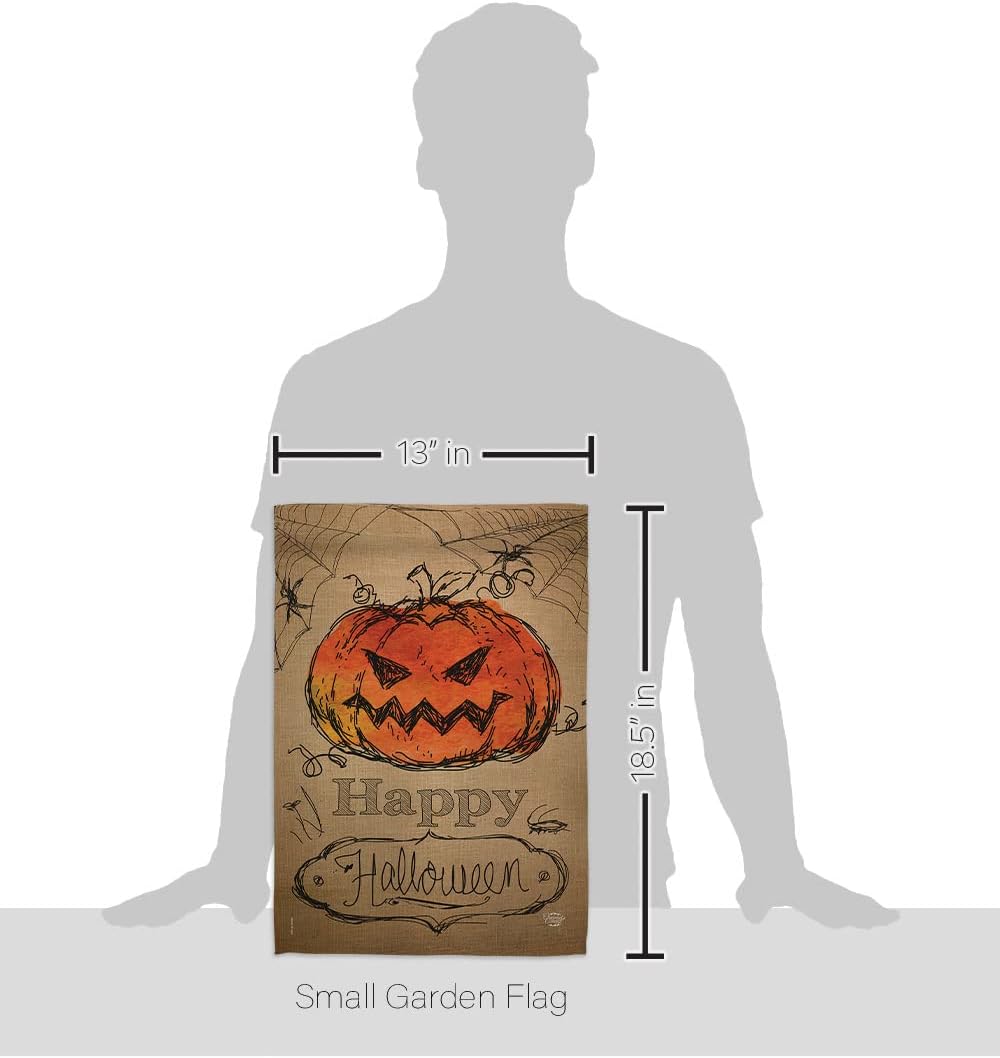 Happy Halloween Garden Flag - Set Wall Hanger Fall Witch Trick or Treat Spooky Night Black Cat Season Autumntime Pumpkin - House Decoration Banner Small Yard Gift Double-Sided Made In USA 13 X 18.5