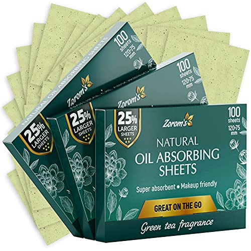Natural Green Tea Blotting Paper for Oily Skin - 25%Larger Sheets (4.7x3Γ’β¬Β) - 300 Oil Blotting Sheets for Face - Makeup Friendly - Easy Dispensing Natural Green Tea Blotting Paper for Oily Skin - 25%Larger Sheets (4.7x3Γ’β¬Β) - 300 Oil Blotting Sheets for Face - Makeup Friendly - Easy Dispensing