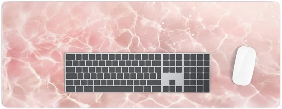 Pink Ocean Desk Mat - Wave Desk Pad - Printed Laptop Desk Mat