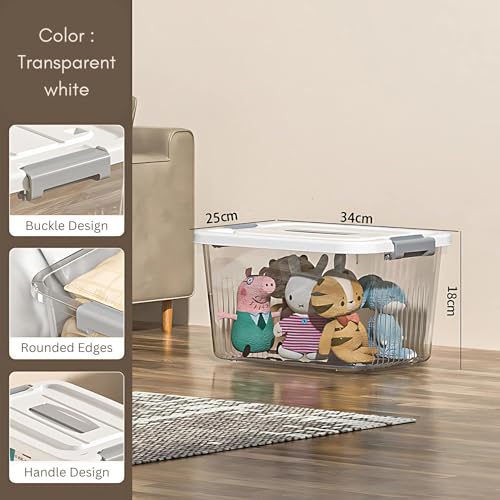 Image of KREPS Plastic Storage Bins With Latching Lids Stackable Containers, Large Storage Box For Bedroom, Basement, Classroom, Camping, Office (TRANSPARENT, MEDIUM - 12 X 8.5 X 7 INCH, PACK OF - 2)