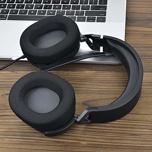 Almohadillas para auriculares Defean de tela negra con malla y espuma de memoria, reemplazo para Corsair HS65/HS55 miniatura 3