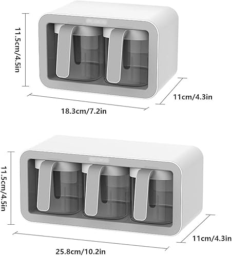 Miniatura 7 de Contenedores de condimentos montados en la pared, caja de condimentos autoadhesiva, frascos de condimentos con cuchara, organizador de