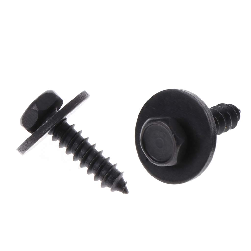 10 viti autofilettanti da 4,8 x 19 mm, rondella sciolta da 8 mm, testa esagonale, colore: nero