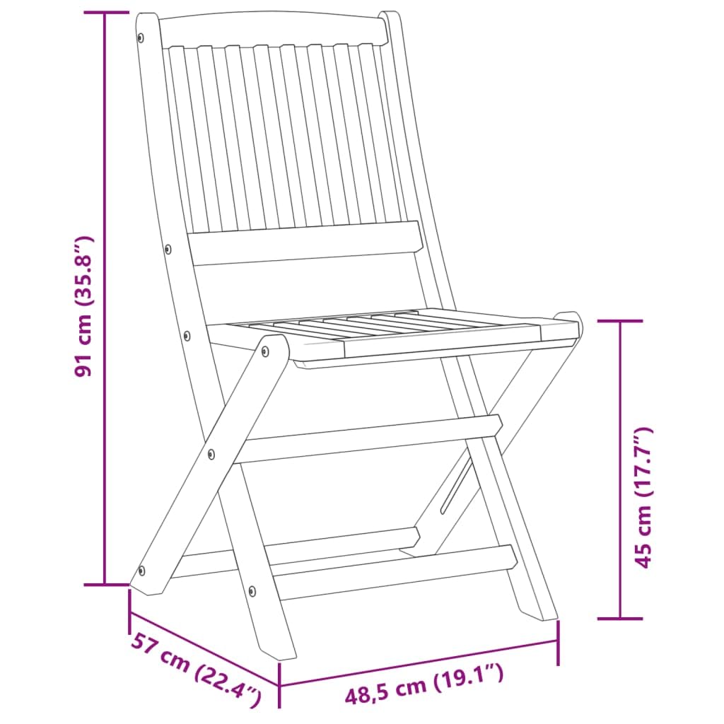 vidaXL Ensemble de Bistro Pliable 3 pcs Bois d'acacia Solide