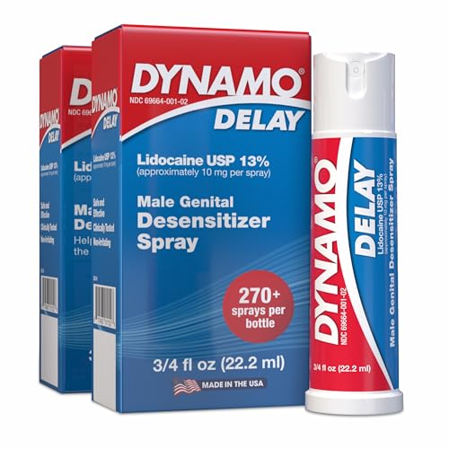 Dynamo Delay Spray for Men – 13% Lidocaine Numbing Spray to Help You Last Longer in Bed – 2 Pack Climax Control – FDA Registered, Better Value