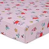 NoJo Peppa Pig 2 Piece Toddler Sheet Set Fitted Bottom Sheet and Reversible Pillowcase, Pink and White
