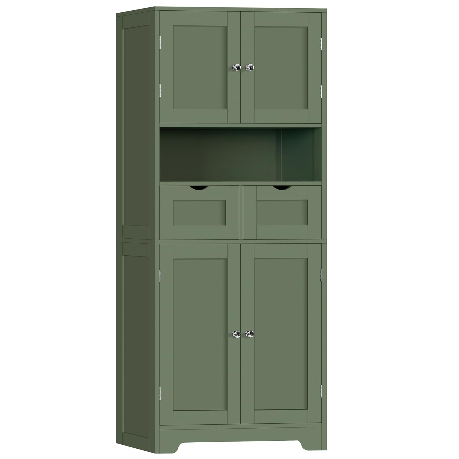 TEENFON Tall Bathroom Storage Cabinet with 4 Doors &amp; 2 Adjustable Shelves