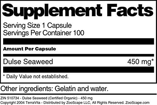Miniatura 4 de Dulse Seaweed (Certificado Orgánico) - 450 mg (100 Cápsulas, ZIN 510734)