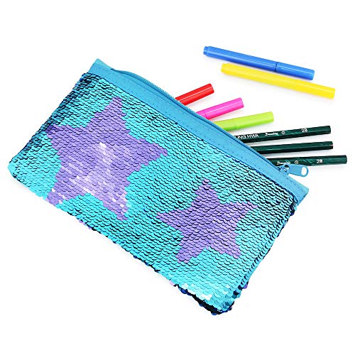 Le Vasty Cute Pencil Case For Girls Kids Mermaid Sequin Pencil Pouch Pen Holder Cosmetic Makeup Organizer Bag Purse For Women #TOP4