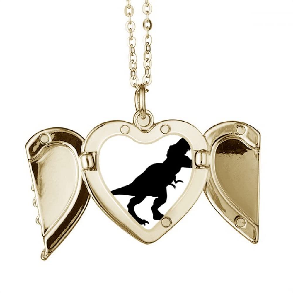 no/noDinosaur Bones Tyrannosaurus Rex Folded Wings Peach Heart Pendant Necklace