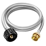 Rushare Propane Hose Adapter, 5 FT Braided Hose for Buddy Heater, Blackstone 17' 22' Tabletop Griddles, Coleman Stoves, Weber Q Grills - Converts 1 lb to 20 lb Tanks, Weather Resistant