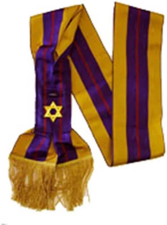 2nd Degree Order Of The Secret Monitor AMD English Regulation Sash - Tricolor, 4" Ribbon with Gold Emblem