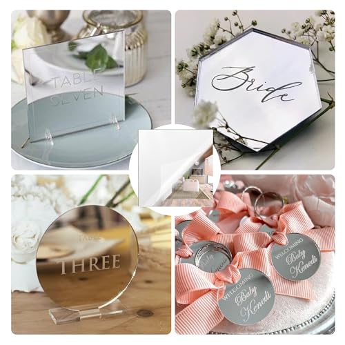 Image of 3 Pack Mirror Acrylic Sheets, 12 inch x 12 inch Opaque Glossy Mirror Plastic Sheet with 1 /8 Inch(3mm) Thickness, Rigid Tinted Mirror Acrylic for Cutting, Sawing, Laser Cutting (3, Silver, 12X16)