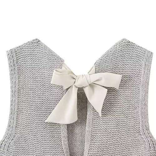 Image of Yuemengxuan Sweater Vest for Women Fall Knit Crop Cardigan Vest Bow Tie Back Sweater Vest Tank Tops Streetwear