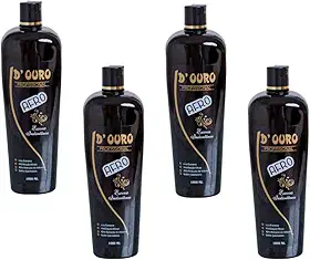 D’Ouro Escova Progressiva Afro 4×1000 ml – Kit escova progressiva para cabelos resistentes | brilho e maciez